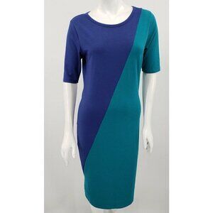 LuLaRoe Julia Dress Womens Medium Blue Teal Solid